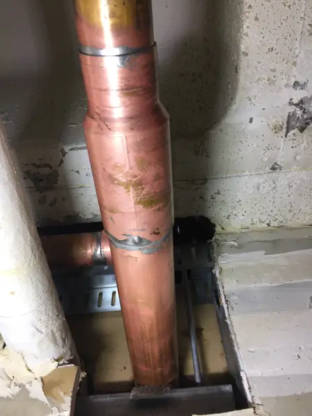New soldered copper water pipe installed during a repipe in Woodland Hills
